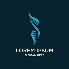 Abstract Dna Logo Design With Dark Blue Background