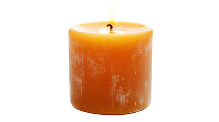 orange burning candle isolated on white background
