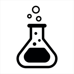 Chemical Flask Icon. A laboratory flask with liquid inside, representing chemistry, science, research, or lab experiments