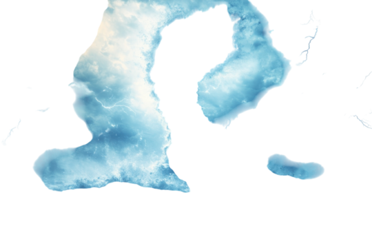 Abstract representation of swirling blue and white water patterns captured in an artistic style