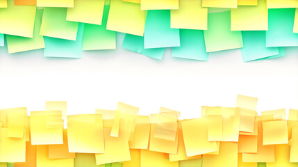 Colorful sticky notes arranged on white background.