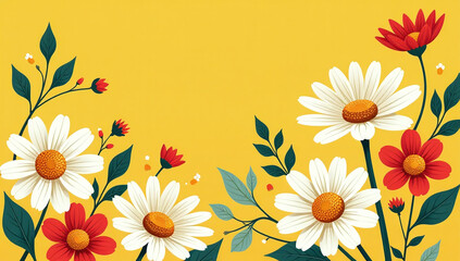 groovy floral print featuring yellow background retro