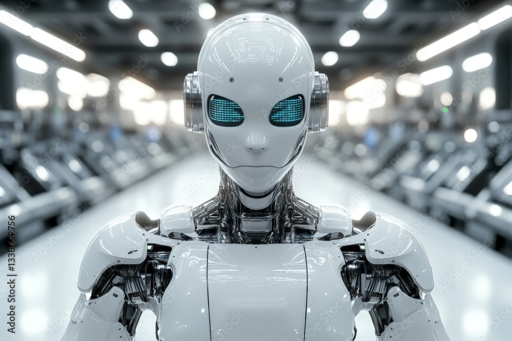 Aufkleber Robot technology displayed in a futuristic factory environment showcasing advanced artificial intelligence features