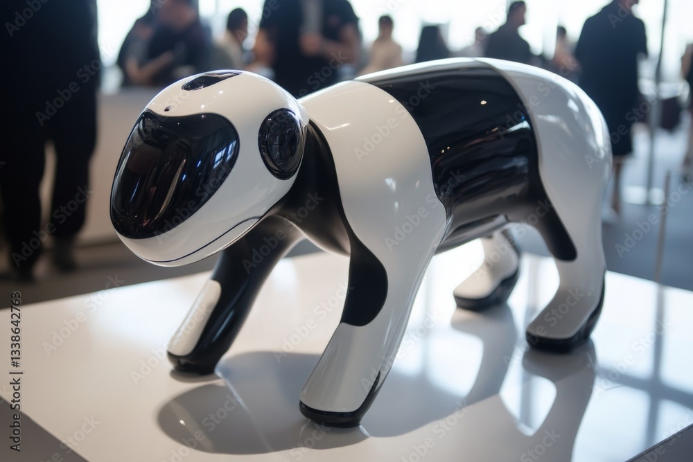 Leinwandbilder innovative robotic panda displayed at a technology exhibition in a modern convention center showcasi