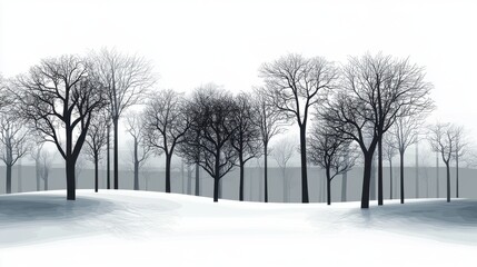 Fototapeta premium Winter forest with snowy landscape.