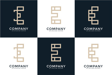 Fototapeta premium Abstract Geometric Letter E Logo Design Variations