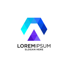 Abstract Geometric Logo Design: Blue And Purple Polygonal Shapes