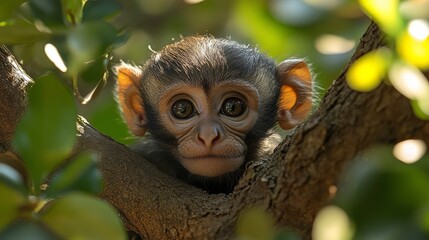 Obraz premium Baby Monkey in Tree Canopy (1)