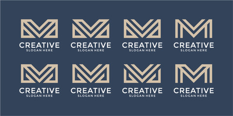 Abstract Geometric Logo Design Template With Letter M