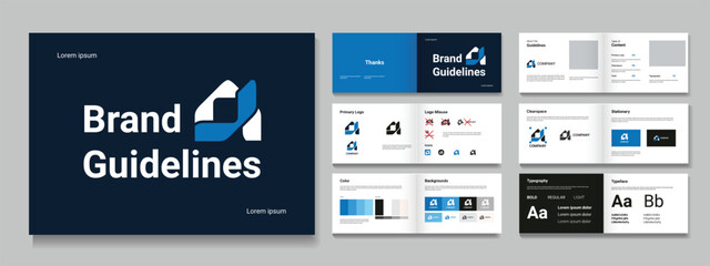Brand guidelines Design template or landscape logo brand manual layout design corporate identity template