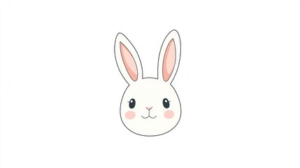 Obraz premium Cute cartoon rabbit head, child's drawing, simple, friendly, background, white, vector, digital art, for kids