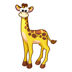 Cartoon giraffe isolated on white background. Cartoon animal illustration in vector