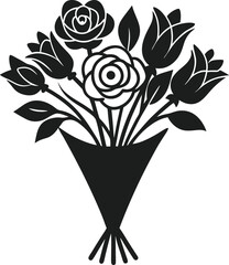 Elegant Floral Bouquet Silhouette Vector – Perfect for Mother’s Day, Weddings, and Celebrations