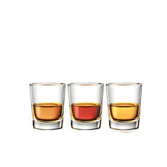 Three Glasses of Whiskey Isolated on Transparent Background