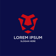 Abstract Geometric Red Lion Logo On Dark Background
