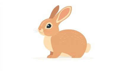 Obraz premium Cute cartoon rabbit, side profile, simple background, children's book illustration
