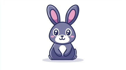 Fototapeta premium Cute cartoon rabbit sitting, children's book illustration, possible use for kids' products