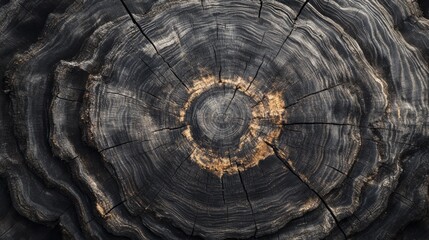 Fototapeta premium Warm gray cut wood texture. Detailed black and white texture of a felled tree trunk or stump.