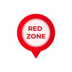 Bright red zone symbol with a circular shape and drop pin design. simple and striking emblem.