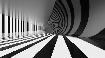 Abstract Black White Tunnel Architecture Design.