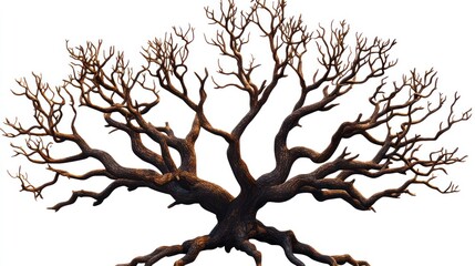 Majestic bare tree, against white background, illustration