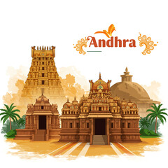 Obraz premium Andhra Pradesh Temples with Traditional South Indian Architecture