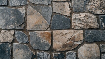 Textured stone floor background featuring a mix of gray, beige, and brown stones arranged in a random pattern with a natural rustic appearance.