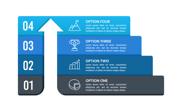 4 Steps to success infographic arrow design template. Business Planning, Marketing, Banner, Strategy and Presentation. Vector Illustration.