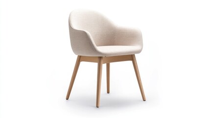 Fototapeta premium Beige armchair on white background; modern design; studio shot; product photography; home furnishing; furniture; interior design; for catalog or website