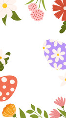 Easter eggs floral background greeting card template vertical banner social media story