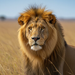 Obraz premium Lion in Natural Habitat with Majestic Stare