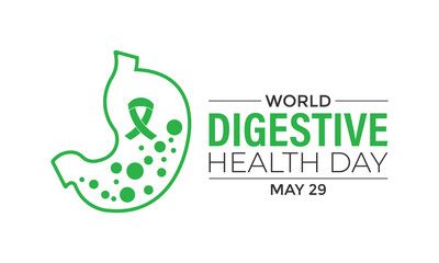 World Digestive Health Day Banner and web design. Digestive Wellness Starts Here Support Stomach Health Awareness month is May. Banner poster, flyer and background design template.