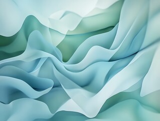 Soft Abstract Waves in Gentle Tones of Blue and Green Hues