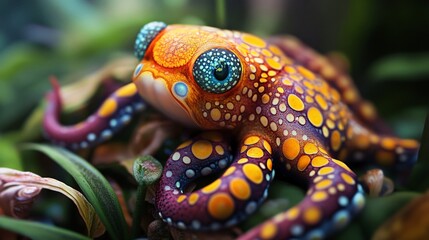 Vibrant Psychedelic Calamar Abstract Art on 16:9 Aspect Ratio Background