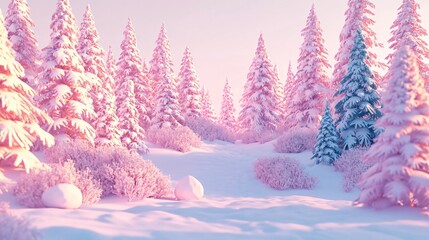 Enchanting Surreal Winter Forest Scene on Christmas Day