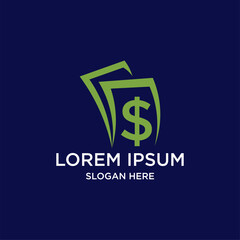 Abstract Green Dollar Logo on Dark Blue Background