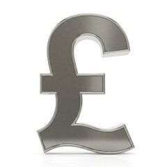 Obraz premium The symbol for the British pound sterling (£), the official currency of the United Kingdom and some of its territories. It is also used in British Overseas Territories like the Falkland Islands.