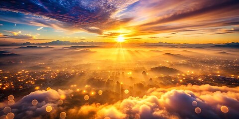 Fototapeta premium Warm Glow Bokeh Abstract Aerial Photography Background