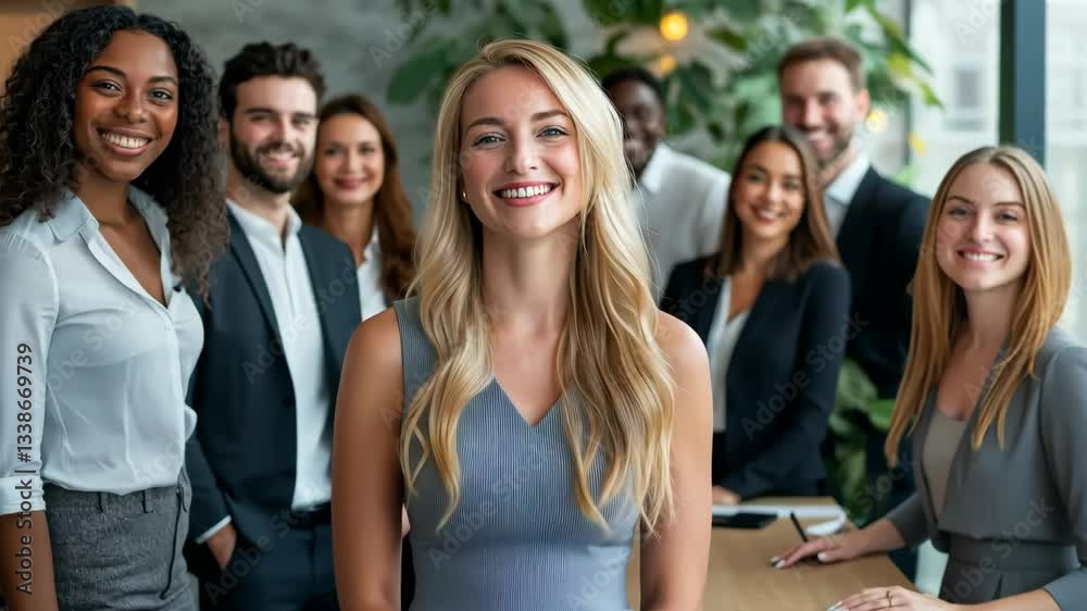 Aufkleber a diverse group of dedicated professionals is smiling and engaging in a vibrant, collaborative atmos