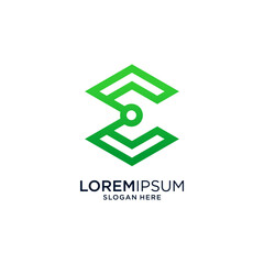 Abstract Green Gradient Geometric Logo Design