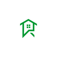 Abstract Green House Logo With Letter R