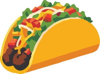 Tacos vector art illustration. Tacos vector icon. Taco with tortilla shell Mexican lunch flat vector icon for food apps and websites.