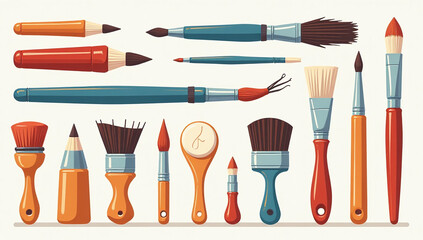 vector painting tools art supplies drawn cartoon twist using various colors drawing