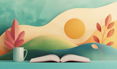 Reading under the sun book nature colorful landscape relaxing