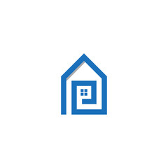 Abstract House Logo Design In Blue Color