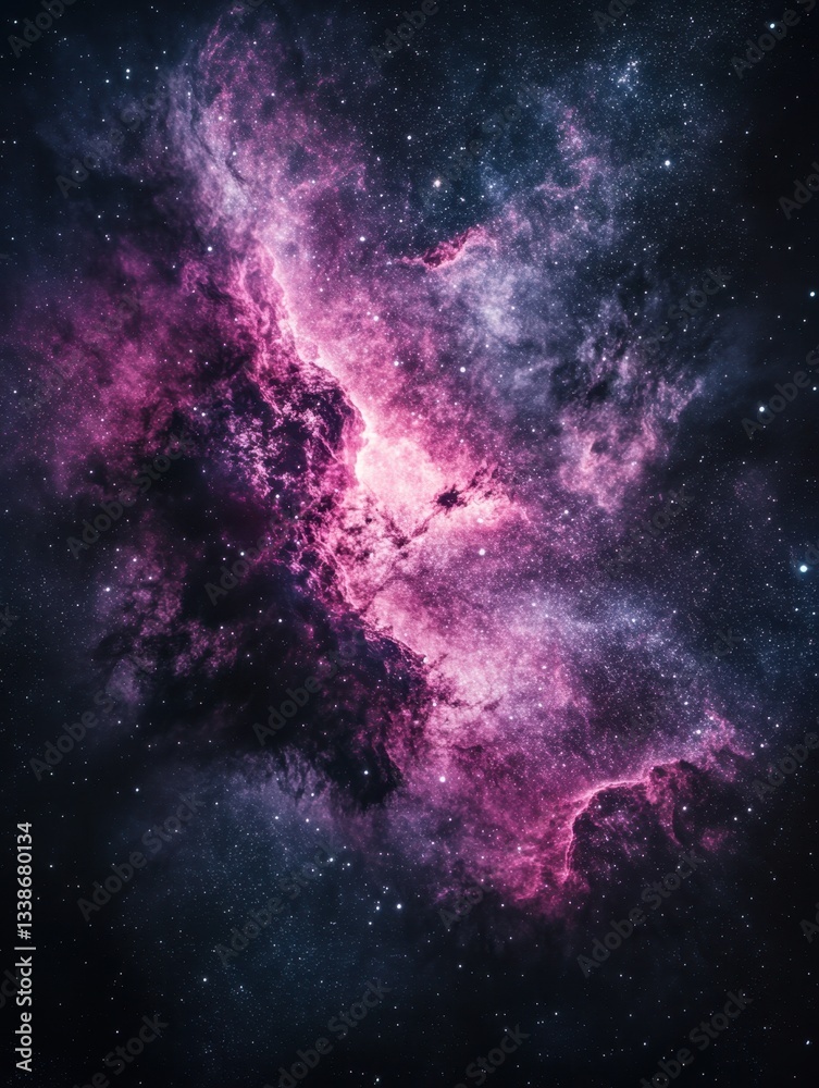 Wall mural majestic nebula with vibrant cosmic clouds and stardust in deep space celestial exploration