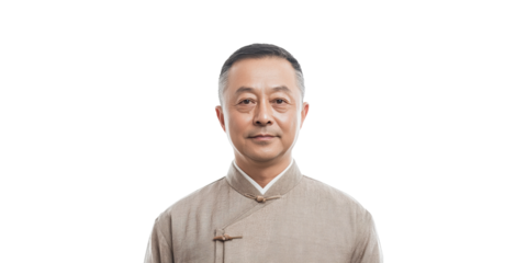 Elderly Man In Traditional Clothing. Cultural Heritage And Wisdom Isolated On Transparent Background