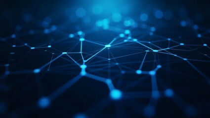 Obraz premium a blue digital network with interconnected lines and glowing nodes, representing modern technology and communication