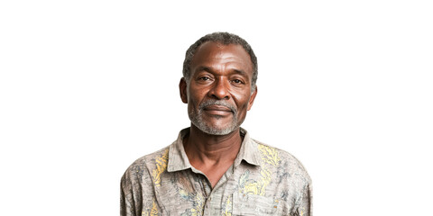 Elderly Man In Casual Shirt. Portrait Of Wisdom And Experience Isolated On Transparent Background