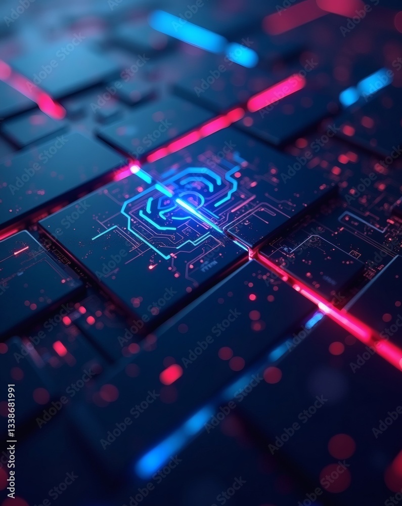 Poster close-up view of an AI brain circuit board